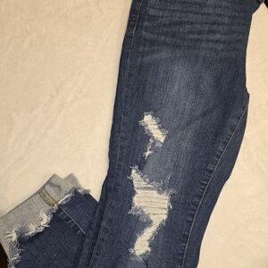 Distressed Blue Jeans